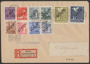 GRB SC #9N2-3,5,7,9,11,13,15,17,20 Regd. Charlottenburg (10-19-1948) to New York