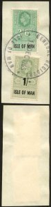 Isle of Man QEII 2/6 and 1/- on 1/- Key Plate Type Revenues CDS on Piece