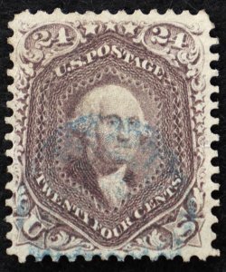 U.S. Used Stamp Scott #78 24c Washington, Superb. Blue Cancel. A Gem!