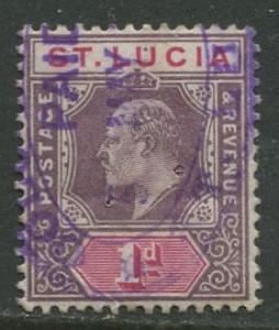 St. Lucia - Scott 51 - KEVII - Definitive -1904 - Used -Single 1p Stamp