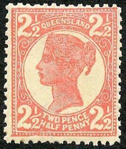 Queensland SG236 2 1/2d Rose M/M Cat 17 pounds 