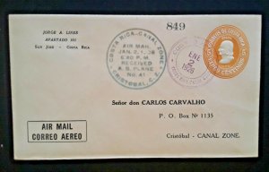 1926 Costa Rica Canal Zone To Cristobal Canal Zone Airmail Cover