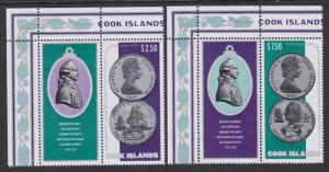 Cook Isl Sc 406-407 MNH. 1974 Capt. Cook Sheet Corners