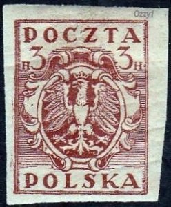 Poland 1919 Sc#109, 3h Eagle on Baroque Shield Mint-VF-DOG-HM.