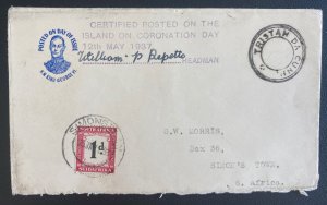 1937 Tristan da Cunha First Day Cover to South Africa King George VI Coronation