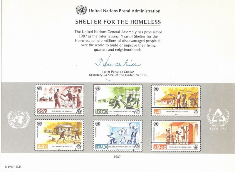 United Nations Souvenir Card, #31, Shelter for the Homeless