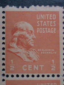 ​UNITED STATES-1936-SC# 803 85 YEARS OLD-BENJAMIN FRANKLIN MINT BLOCK OF 4 VF