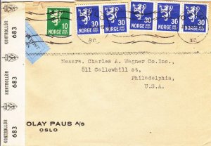 1945, Oslo, Norway to Philadelphia, PA, Airmail, See Remark (C3077)