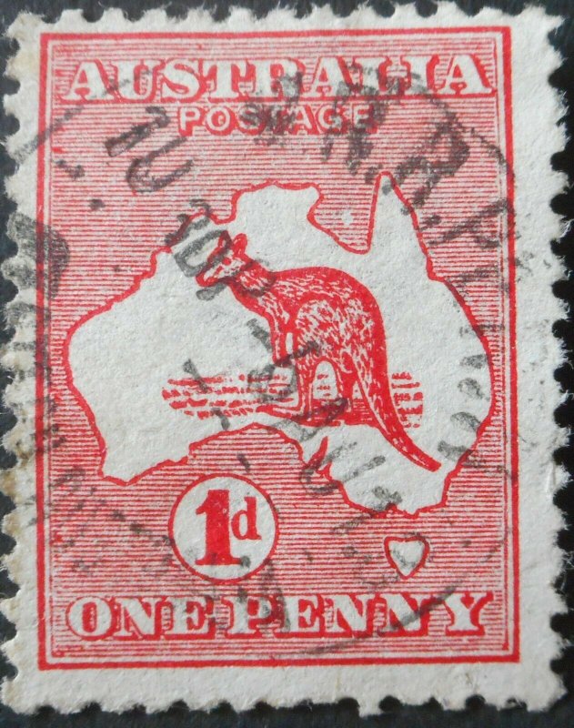 Australia 1913 One Penny Die I Kangaroo with MRR PERTH postmark