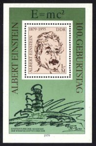 Germany, DDR #1990 ~ Souvenir Sheet ~ Albert Einstein ~ Mint, NH  (1979