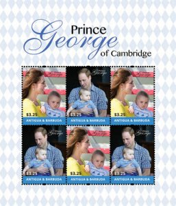 Antigua and Barbuda - 2015 Prince George of Cambridge Sheet of 6 - MNH