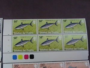 TRISTAN da CUNHA # 302-305-MINT/NH-COMPLETE SET OF PLATE # BLOCKS OF 6--1982