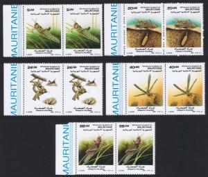 Mauritania Locusts 5v pairs with Left Margin SG#925-929 SC#648=658 CV?20+