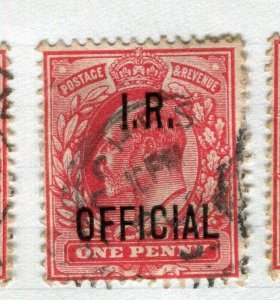 BRITAIN; Early 1900s Ed VII Optd. REVENUE OFFICIAL issue fine used 1d. value