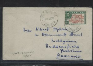 FIJI ISLANDS COVER (P1912B) 1952 KGVI 2 1/2D MAP GOV'T BLDGS TO ENGLAND 