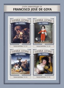 SIERRA LEONE - 2016 - Francisco Jose de Goya - Perf 4v Sheet - Mint Never Hinged