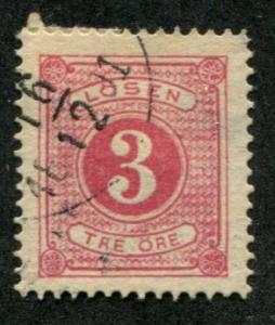 Sweden SC# J13 Postage Due 3ore perf 13 canceled