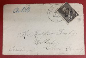 U.S., Scott #205, 5c Garfield, Used on 1887 Cover to Killaloe, Ireland