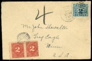 EDW1949SELL : CANADA Terrific usage of Excise Stamp Used on 1927 cover to USA. 