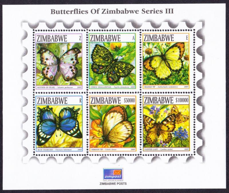 Zimbabwe Butterflies 3rd issue MS SG#MS1240 MI#Block 21