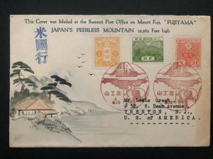 1934 Mt Fuji Post office Fujiyama Japan Karl Lewis Cover To Trenton NJ USA