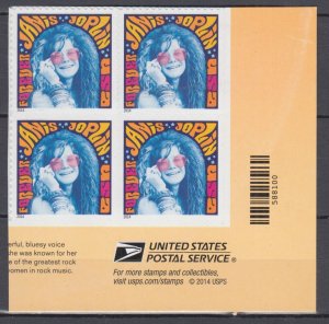 (J) ​USA #4916 Janis Joplin  Block of 4 Forever  MNH