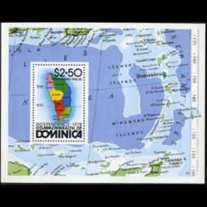 DOMINICA 1978 - Scott# 607 S/S Indep.-Map NH