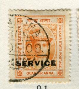 INDIA INDORE;  1904-6 early SERVICE Optd. issue fine used 1/4a. value