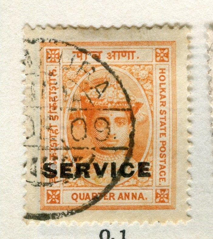 INDIA INDORE;  1904-6 early SERVICE Optd. issue fine used 1/4a. value