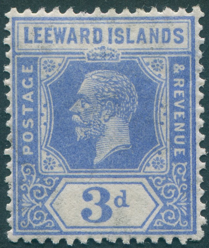 Leeward Islands 1923 3d light ultramarine Die II SG68 unused