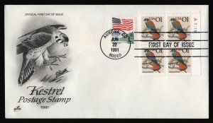 #2476 1c American Kestrel-Plate Block, Art Craft H/C FDC **ANY 5=FREE SHIPPING**