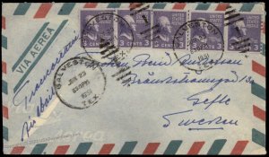 USA 5x3c Prexie Transatlantic Airmail Cover Gelle Sweden 80779