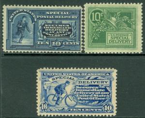 EDW1949SELL : USA 1895-1908 Scott #E5-E7 Mint OG All Very Fresh & Sound Cat $505