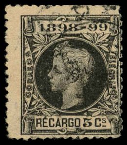 SPAIN Sc MR27 USED - 1898 5c King Alfonso XIII