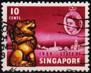 Singapore. 1959 10c S.G.54  Fine Used