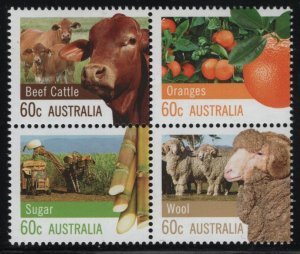 Australia 2012 MNH Sc 3715a 60c Beef cattle, Oranges, Sugar, Wool Block