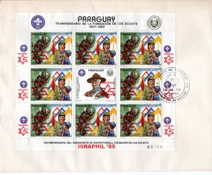 Paraguay 1985 Sc 2140 sheet of 8 with label FDC