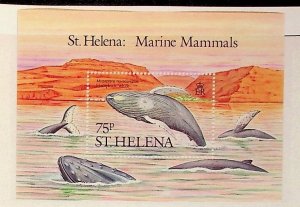 St. HELENA Sc 487 NH SOUVENIR SHEET OF 1987 - WHALES - (JS23)