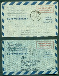 GERMANY-Amer & Brit Zone, 1949, 60pf Letter Sheets used to U.S., Michel LF3,4