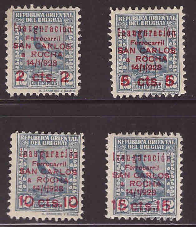 Uruguay Scott 345-348 overprint stamp set 1928