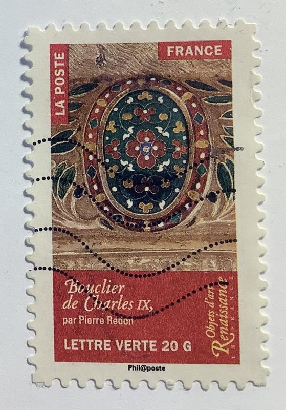 France 2014 Scott 4662 used - Renaissance, Shield of Charles IX by Pierre Redon