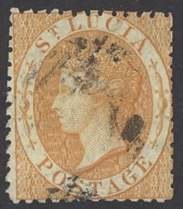 St. Lucia Sc# 10 Used (b) 1864 (1sh) Queen Victoria