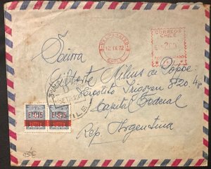 CM) 1972. CHILE. MECHANICAL POSTAGE. SHIELD. ENVELOPE SENT ARGENTINA. XF