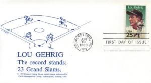 1989 Lou Gehrig Baseball (Scott 2417) Reed Slams FDC