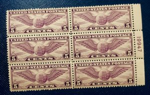 US scott# C12 MNH OG VF+ Plate Block of 6 very fresh, well centered