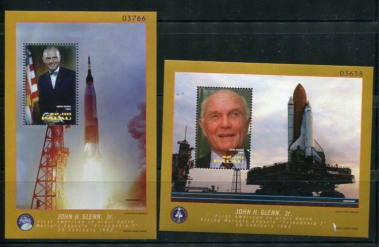 Palau 3 Souvenir Sheets Apollo 11 25 anniv John Glenn's  Photos MNH 5422 