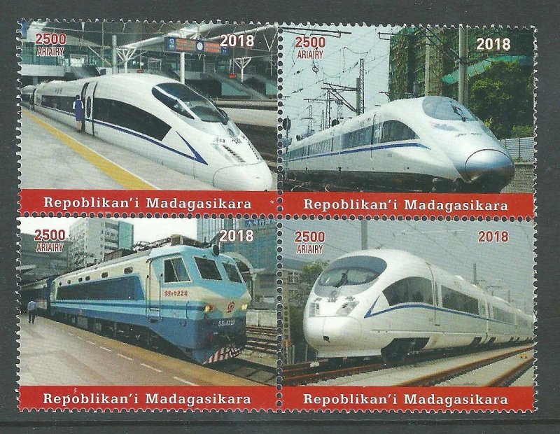 Madagascar   Block  Trains   Mint  NH VF 2018  PD