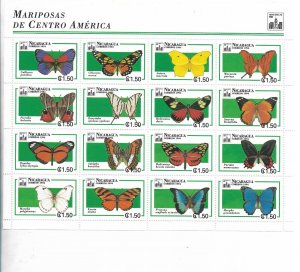 NICARAGUA 1994 CENTRAL AMERICAN BUTTERFLIES STAMP EXHIBITION HONG KONG MINISHEET