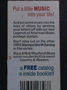 ​UNITED STATES-1993 BROADWAY MUSICIALS-MNH BOOKLET VF 20 STAMPS IN  BLOCK SETS