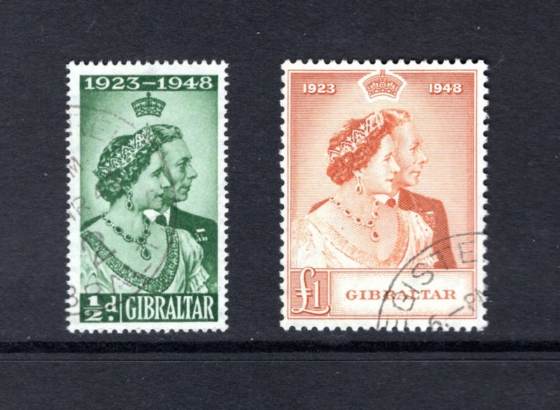 Gibraltar #121-22  VF, Used, Silver Wedding Issue, CV $78.00.... 2440115